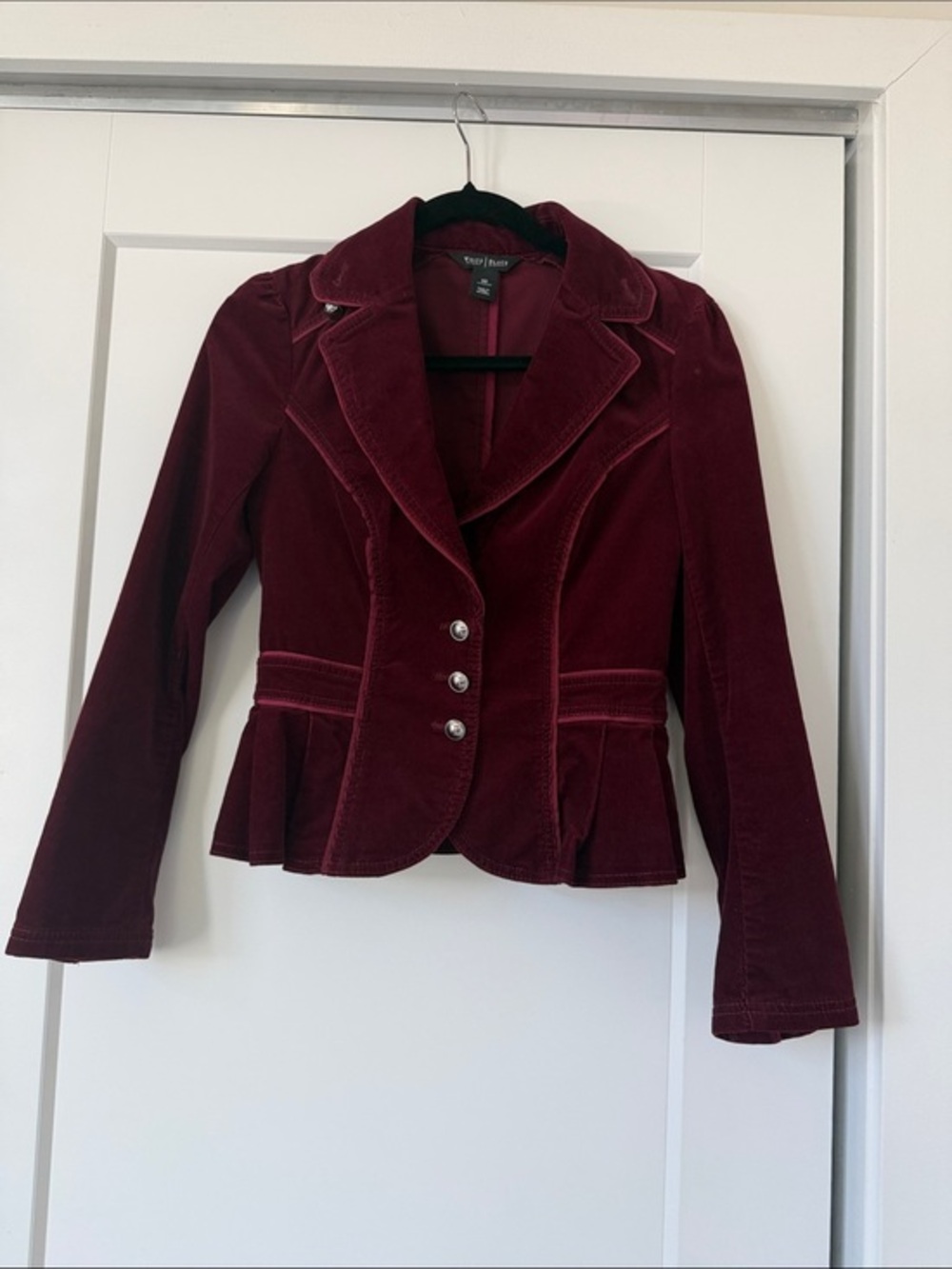 White House Black Market Velvet Peplum Blazer - Wine/Burgundy